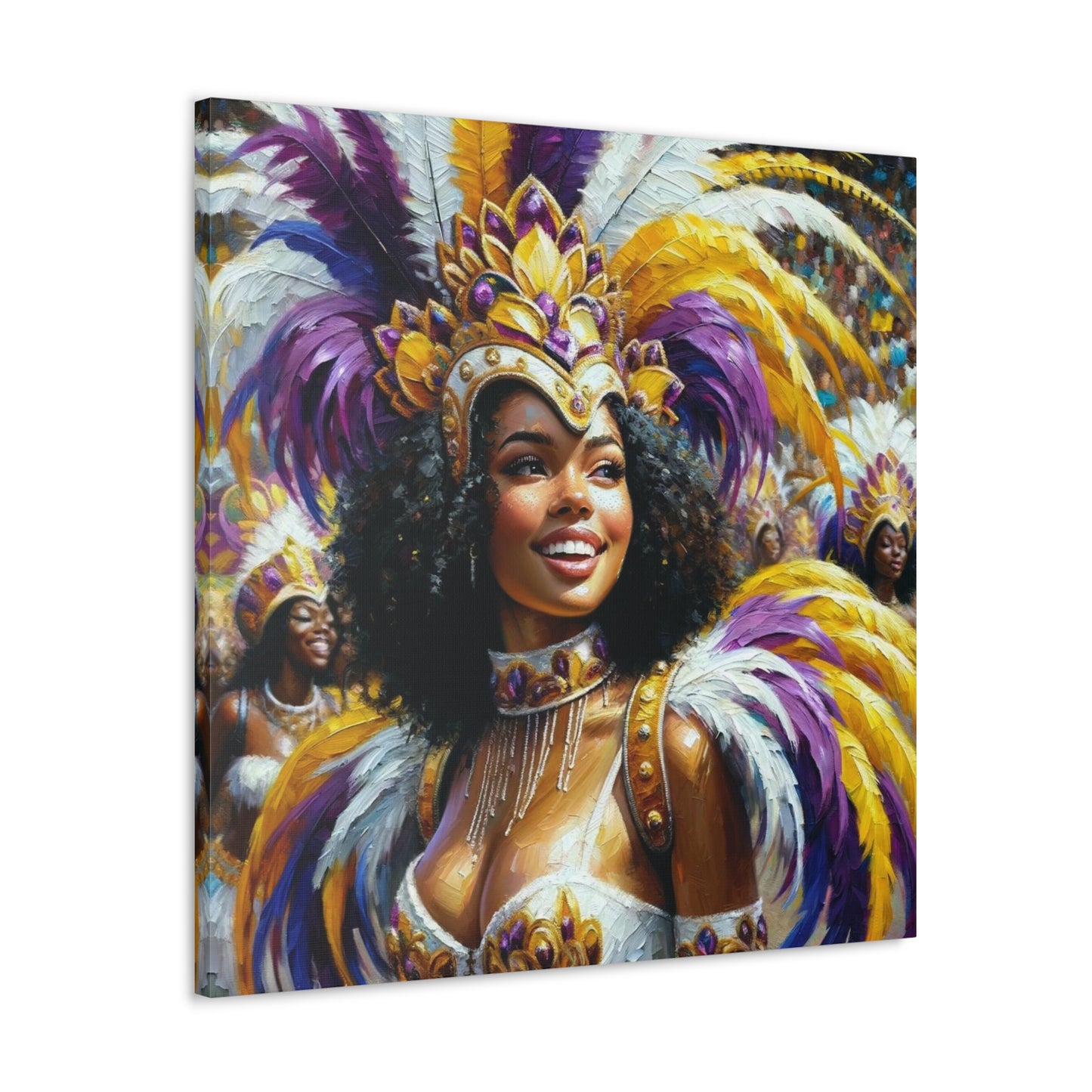 Art Print#10 of Trini Masquerader, Carnival, Oil Finish, West Indian Ethnicity, Cultural, Heritage, Art, Black Woman, Canvas Gallery Wraps