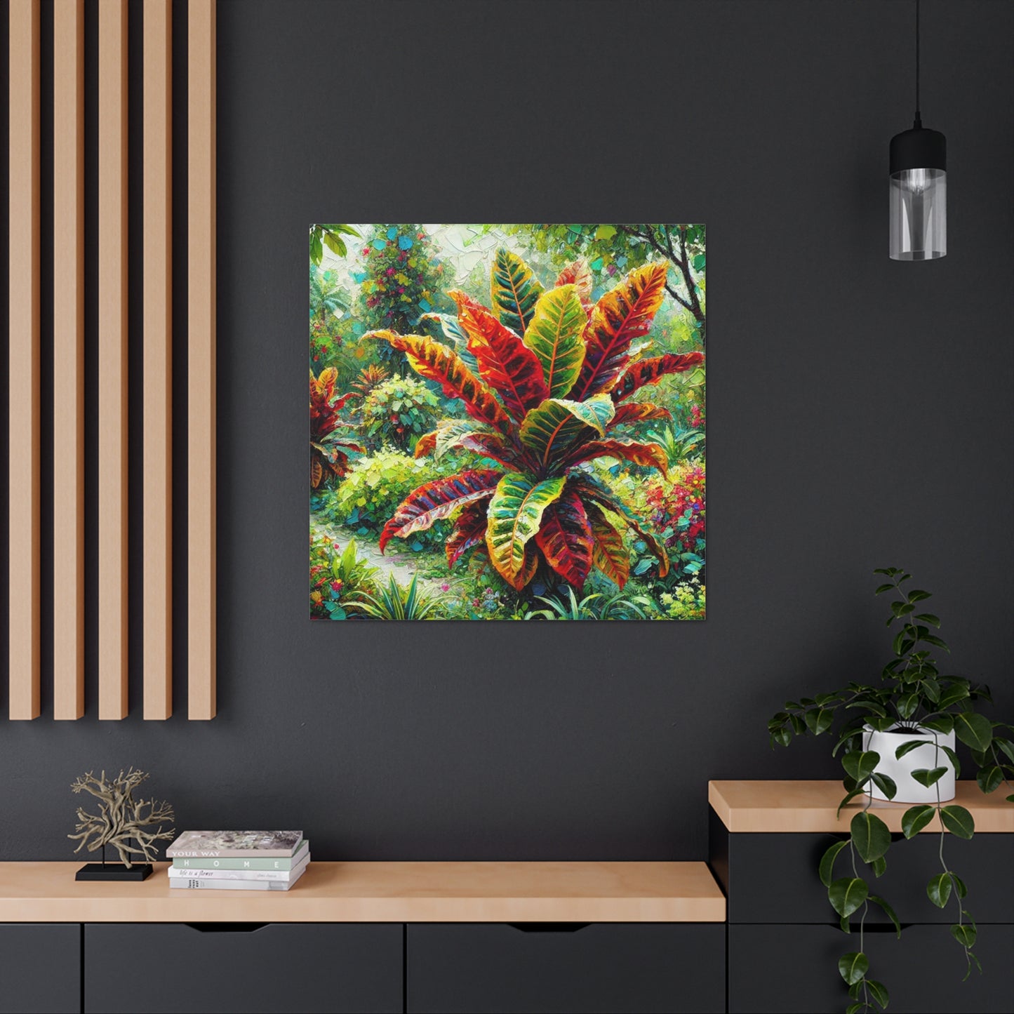 Art Print, Crotons, Oil Finish, West Indian Art, Canvas Gallery Wraps