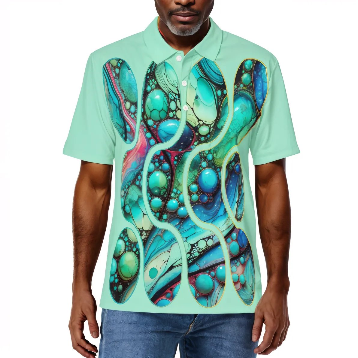 Men's Premium Polo Shirt "Abstract Water Droplets"