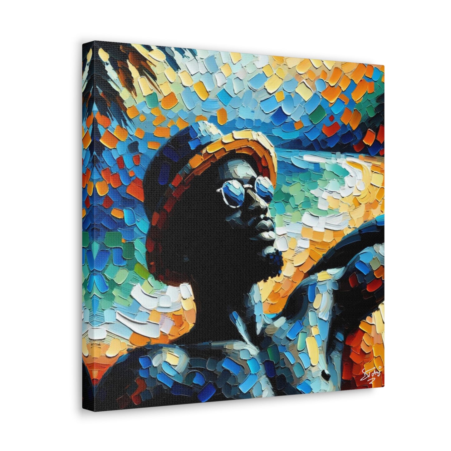 Art Print, Afro-Caribbean Man "In Silhouette," Oil Finish, West Indian Ethnicity, Cultural, Heritage, Semi-Abstract, Canvas Gallery Wrap