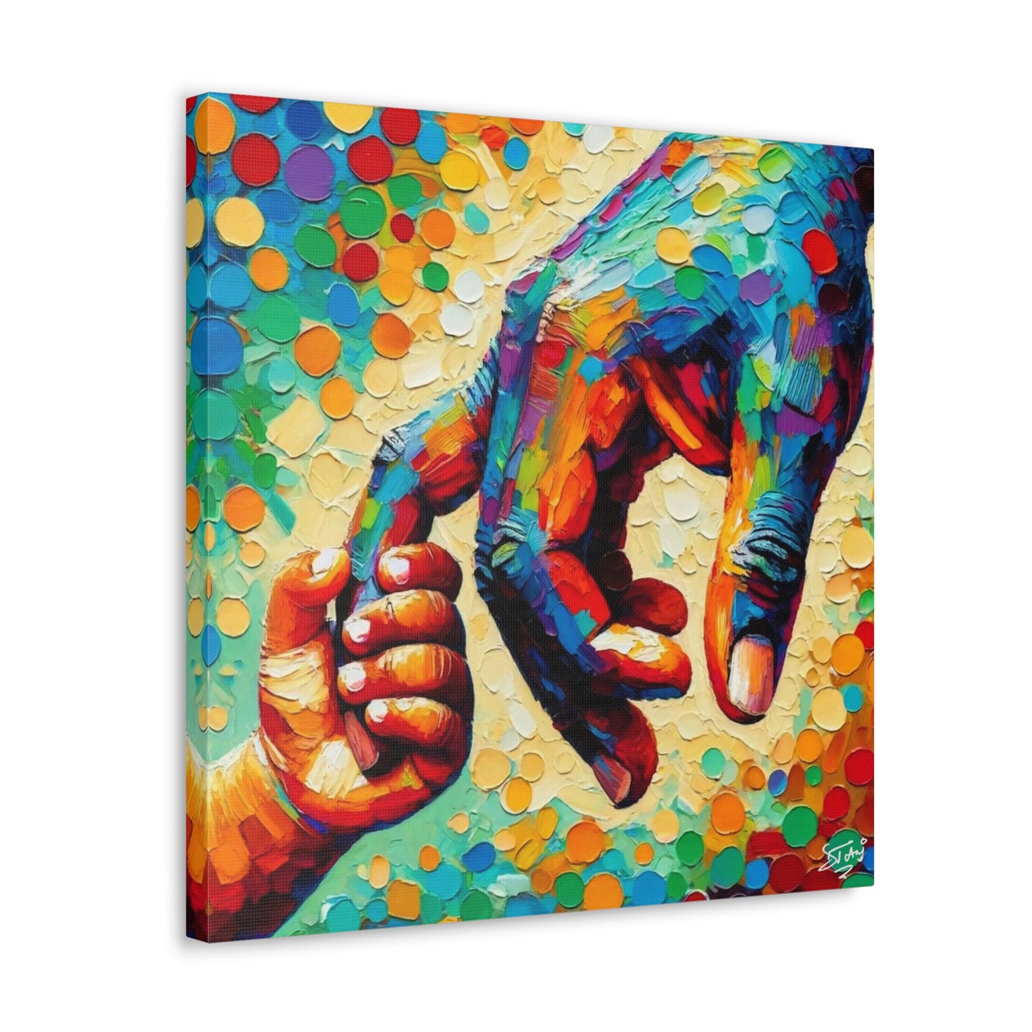 Art Print, Afro-Caribbean Father & Son, Oil Finish, West Indian Ethnicity, Cultural, Heritage, Abstract, Canvas Gallery Wrap