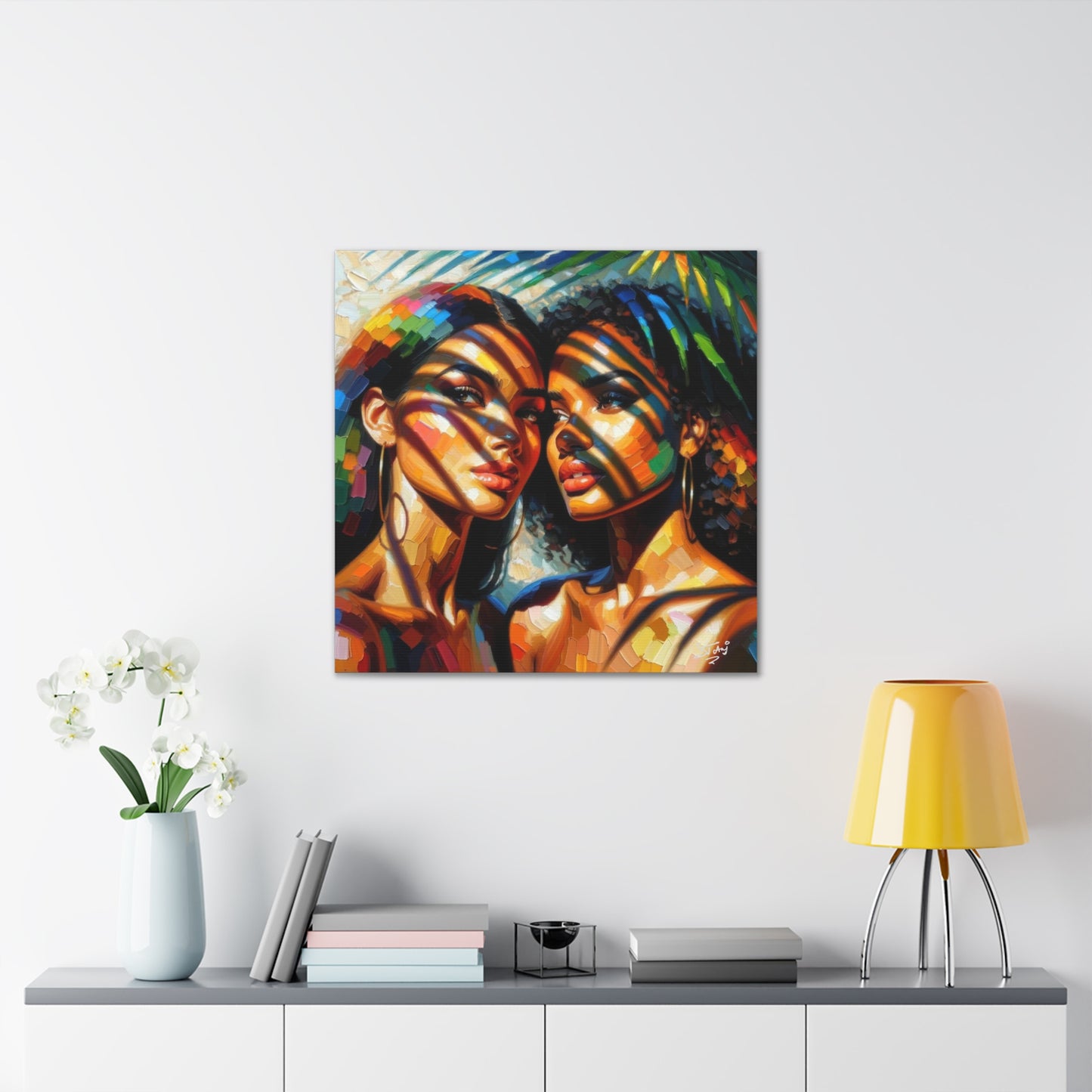 Art Print, Caribbean Women, "In the Shade" Oil Finish, West Indian Ethnicity, Cultural, Heritage, Canvas Gallery Wrap