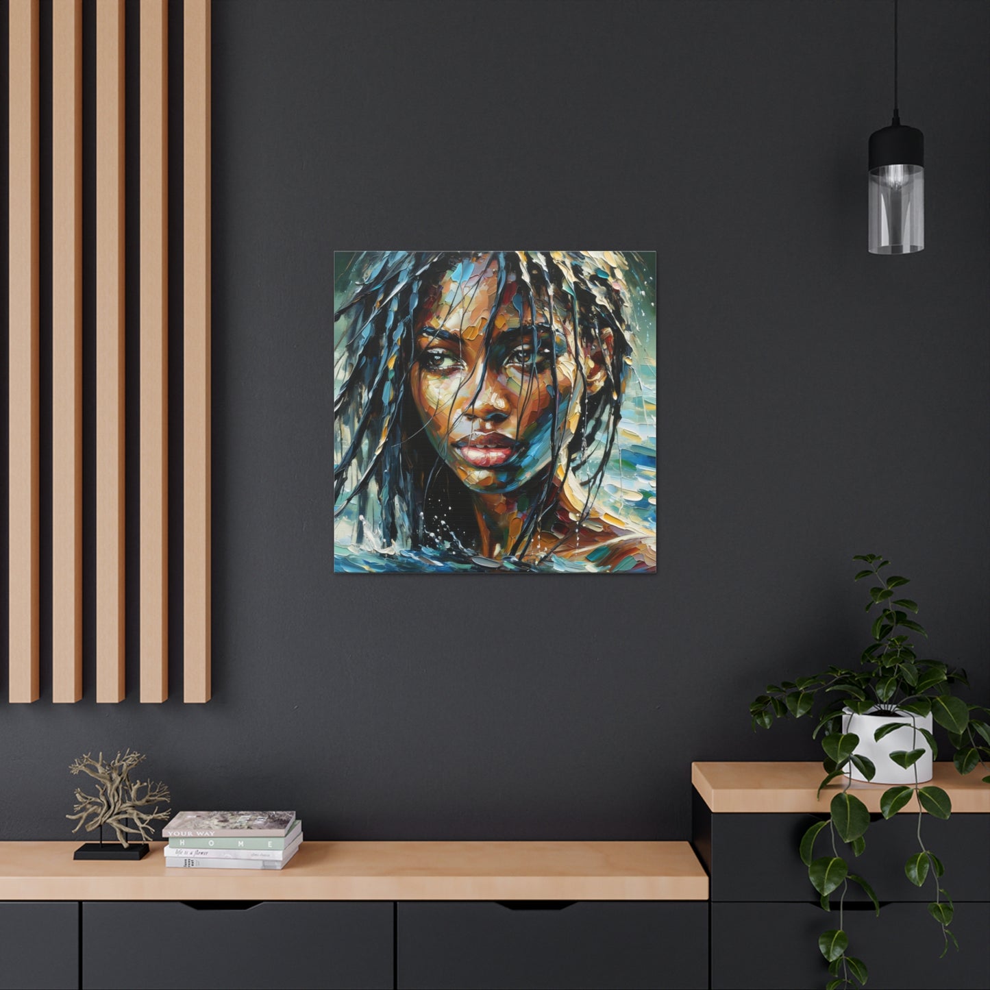 Art Print#10 of Trini Woman - Chilling in the Caribbean Sea, Oil Finish, West Indian Ethnicity, Cultural, Heritage Art, Canvas Gallery Wraps