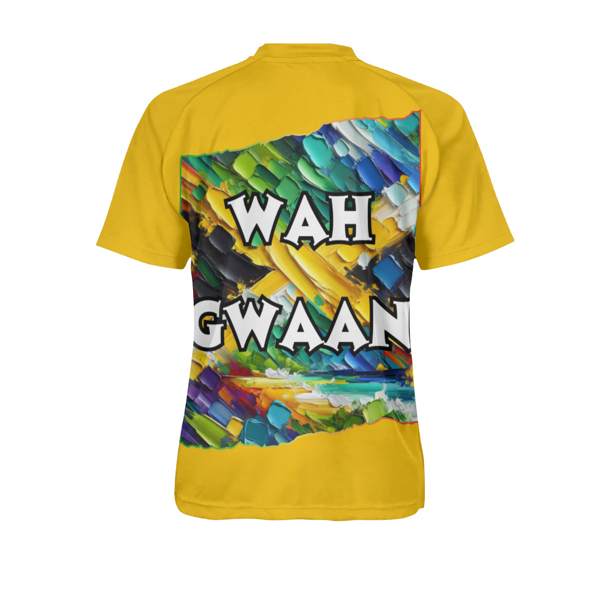 Men's V-Neck Polyester T-Shirt "Bless Up, Wah Gwaan"