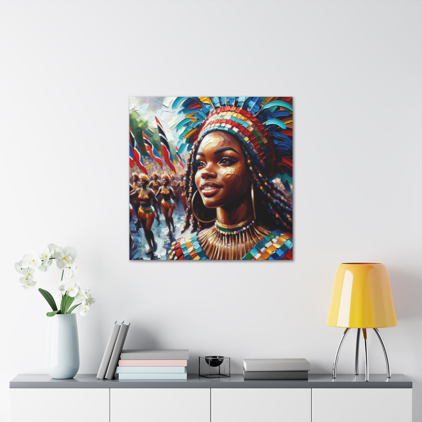 Art Print#3 of Trini Masquerader, Carnival, Oil Finish, West Indian Ethnicity, Cultural, Heritage, Art, Black Woman, Canvas Gallery Wraps