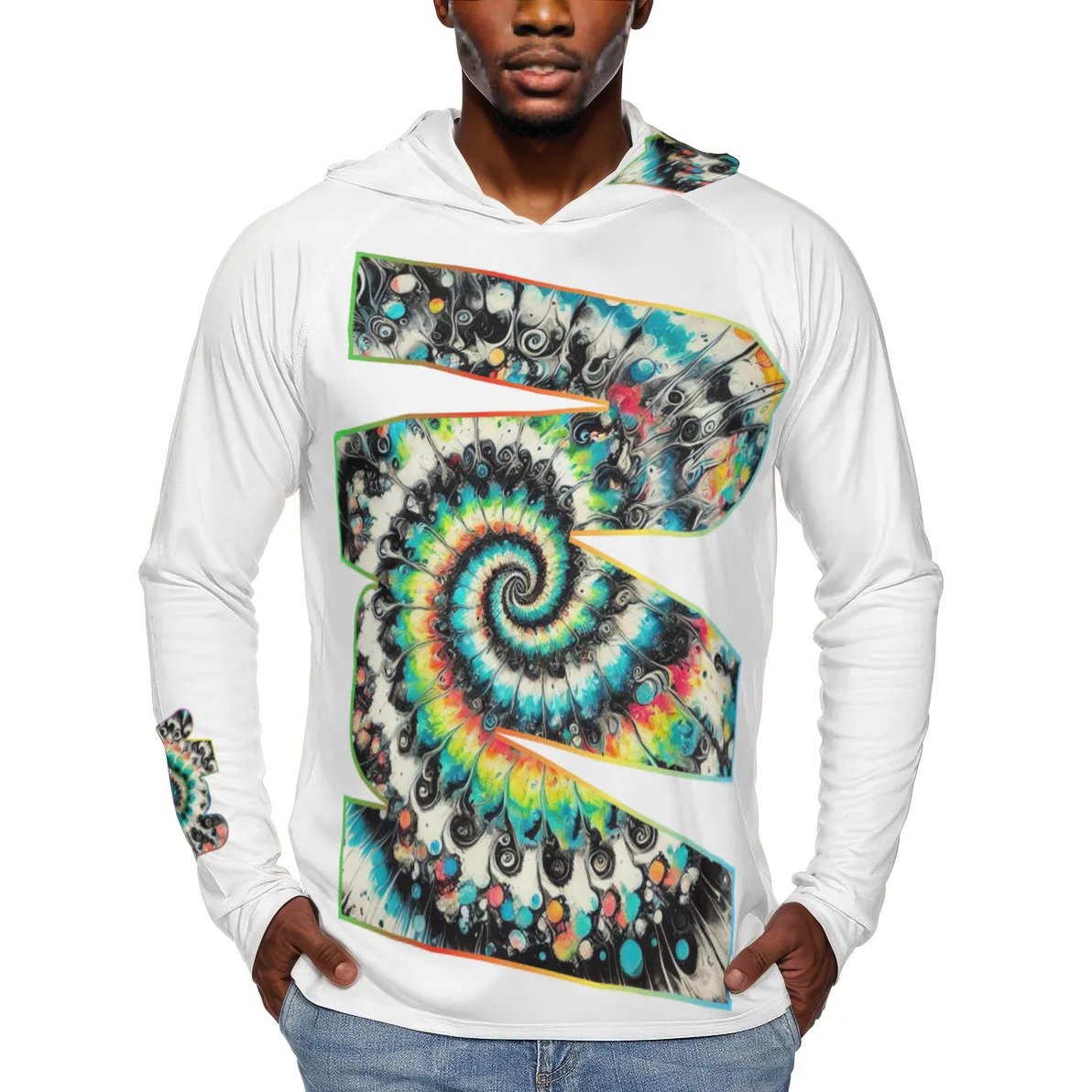 Men's Sun Protection Long Sleeve Hoodie "Abstract Tie-Dye"