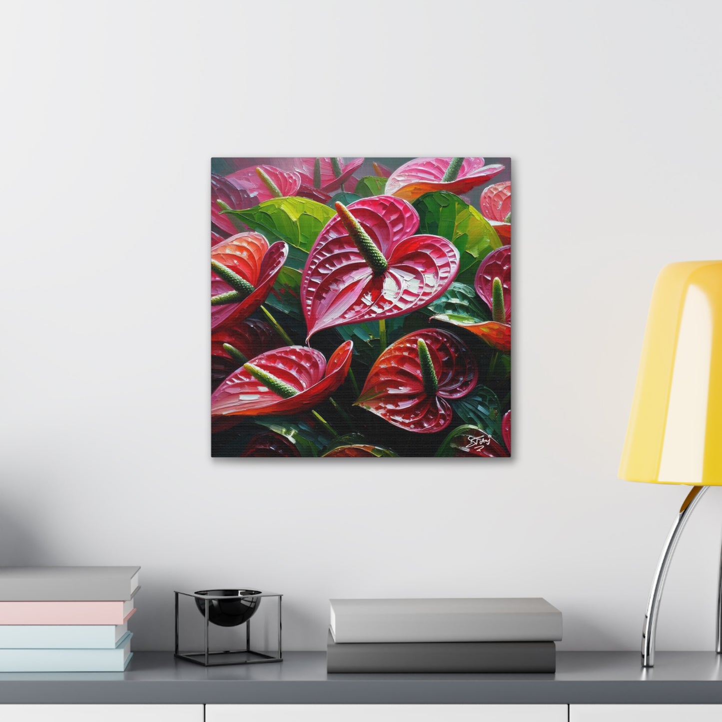 Print #3 of Anthurium flowers with a vibrant, oil-painted finish, Canvas Gallery Wraps