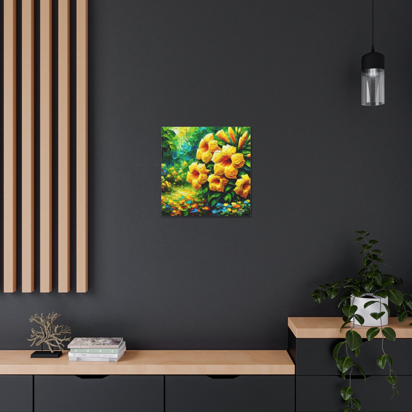 Art Print of Tropical Flowers, Oil Finish, West Indian Art, Canvas Gallery Wraps