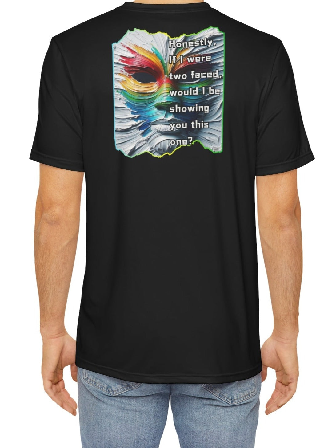 Men's Brushed Polyester Short Sleeve Tee (AOP), "Two Faced"