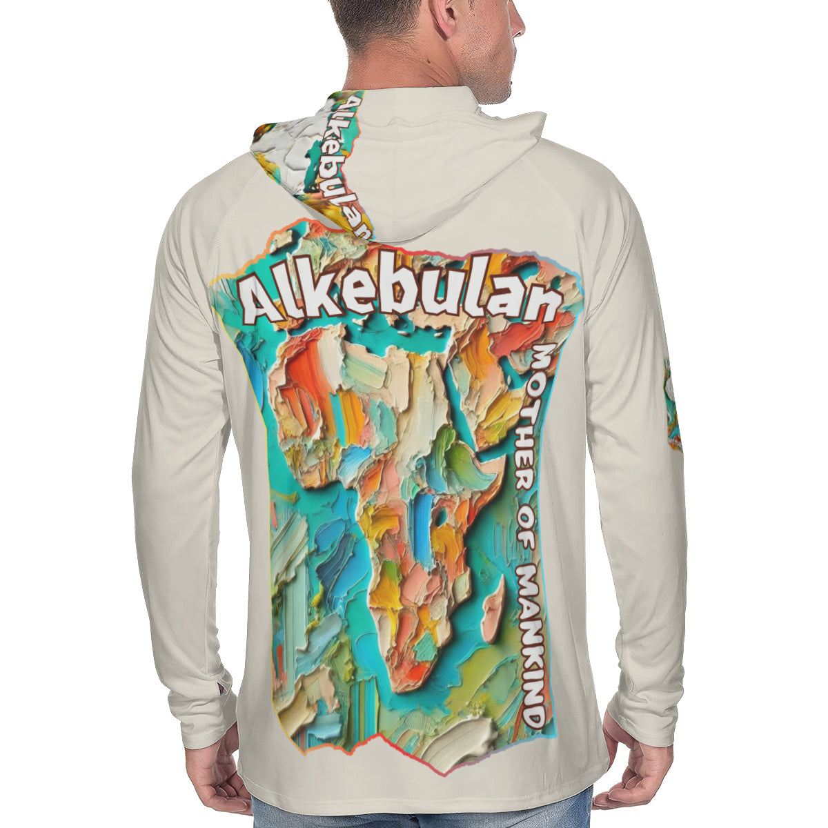 Men's Sun Protection Long Sleeve Hoodie "Alkebulan, The Mother of Mankind"