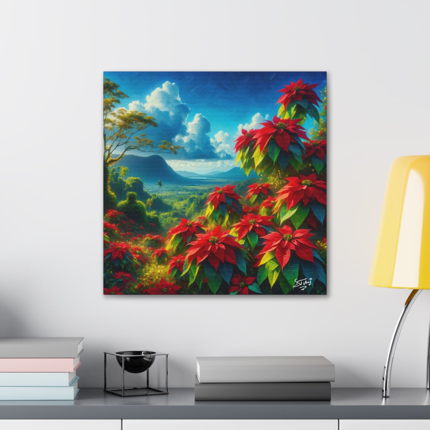 Print #2 of Wild Poinsettia Plants on Sunny Day in the Caribbean, Trinidad and Tobago, Canvas Gallery Wraps