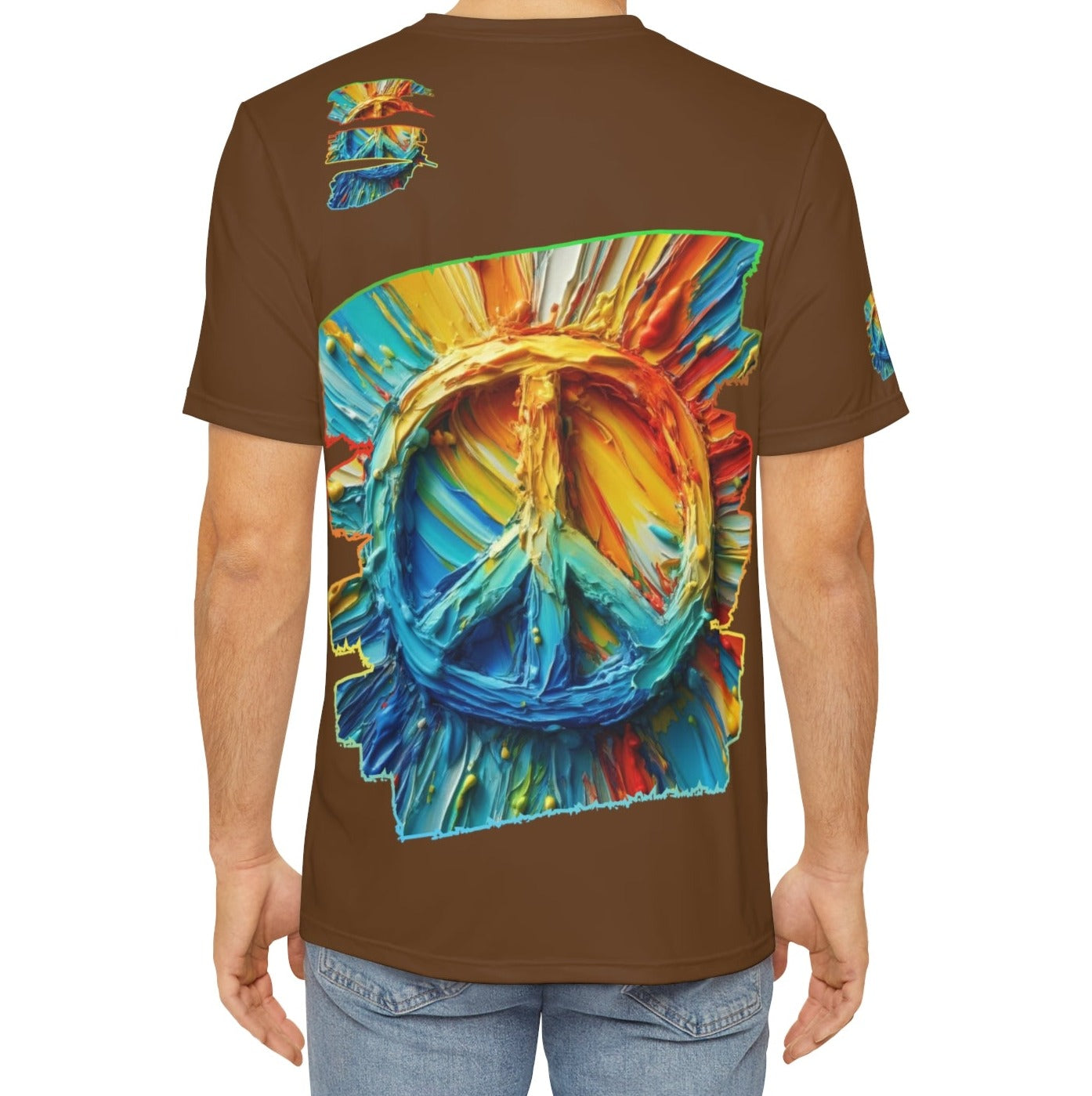 Men's Brushed Polyester Short Sleeve Tee - "PEACE"