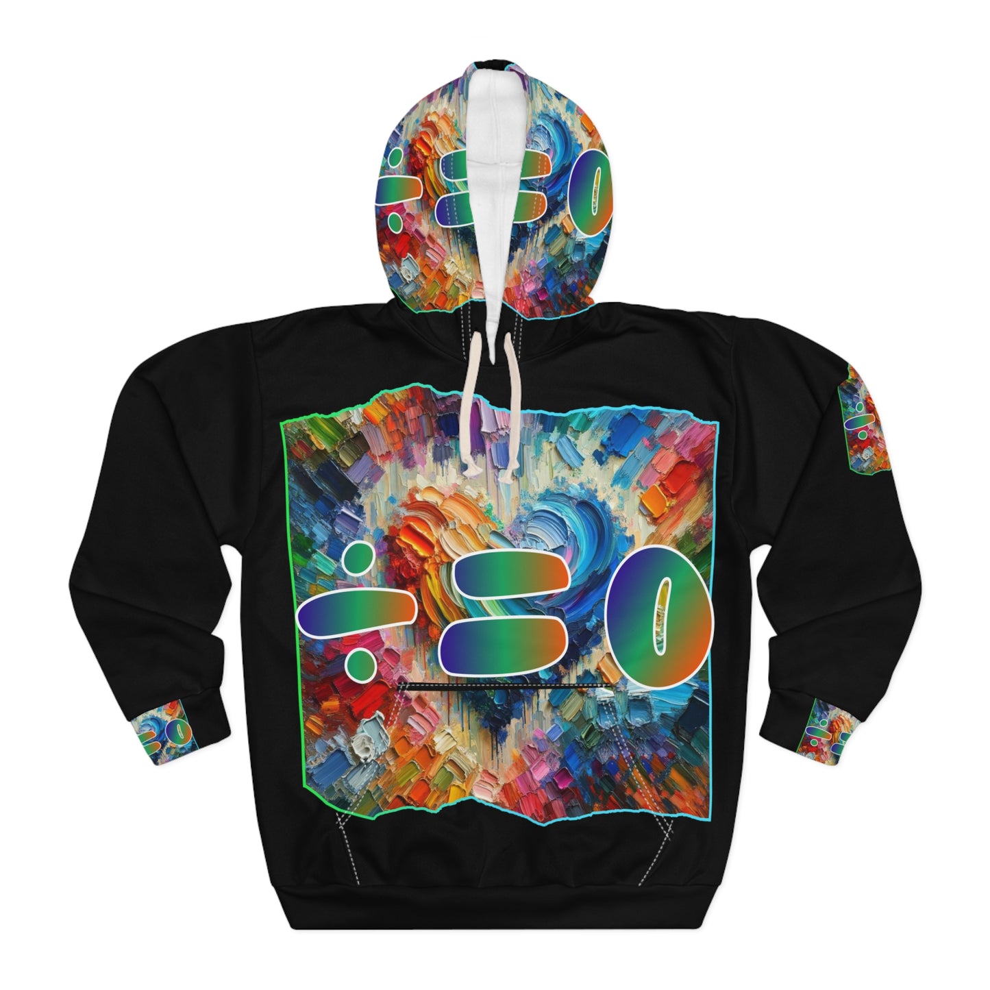 Unisex Pullover Hoodie (AOP) "Divided Equal Zero"