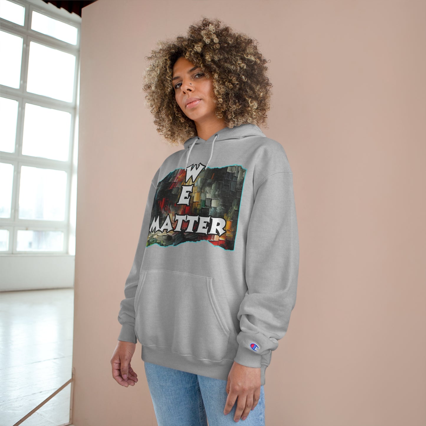 Champion Hoodie, "We Matter" Inclusion, Anti-Racism, Racial Justice, One Love, Unity, Diversity, Immigrant Outsiders, Caribbean Culture, FashionWithPurpose, ConsciousClothing, Cultural Identity, Black Inspiration Empowerment