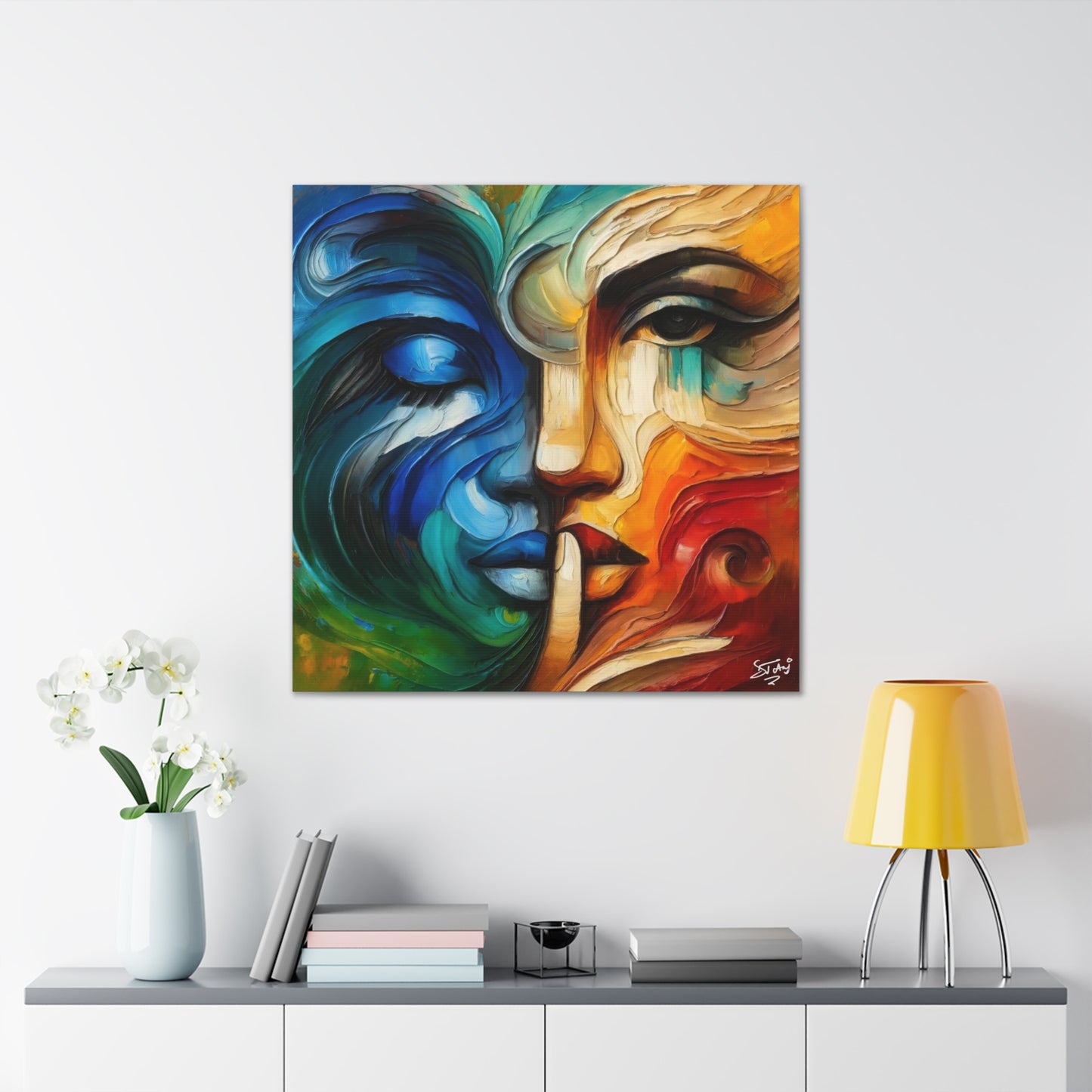 Art Print, Afro-Caribbean Masks, "Shhhh" Oil Finish, Carnival,  West Indian Ethnicity, Cultural, Heritage, Semi-Abstract, Canvas Gallery Wrap