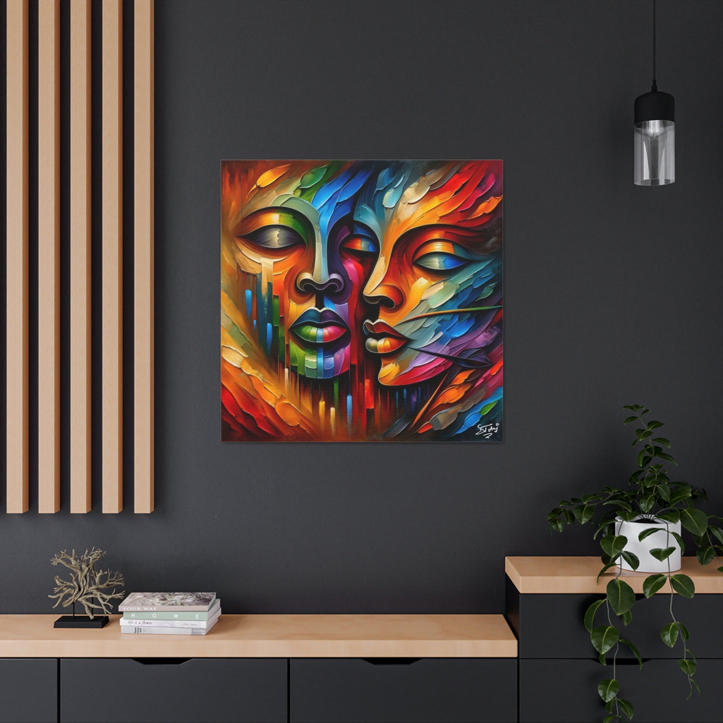 Art Print, Afro-Caribbean Masks, Oil Finish, Carnival,  West Indian Ethnicity, Cultural, Heritage, Semi-Abstract, Canvas Gallery Wrap