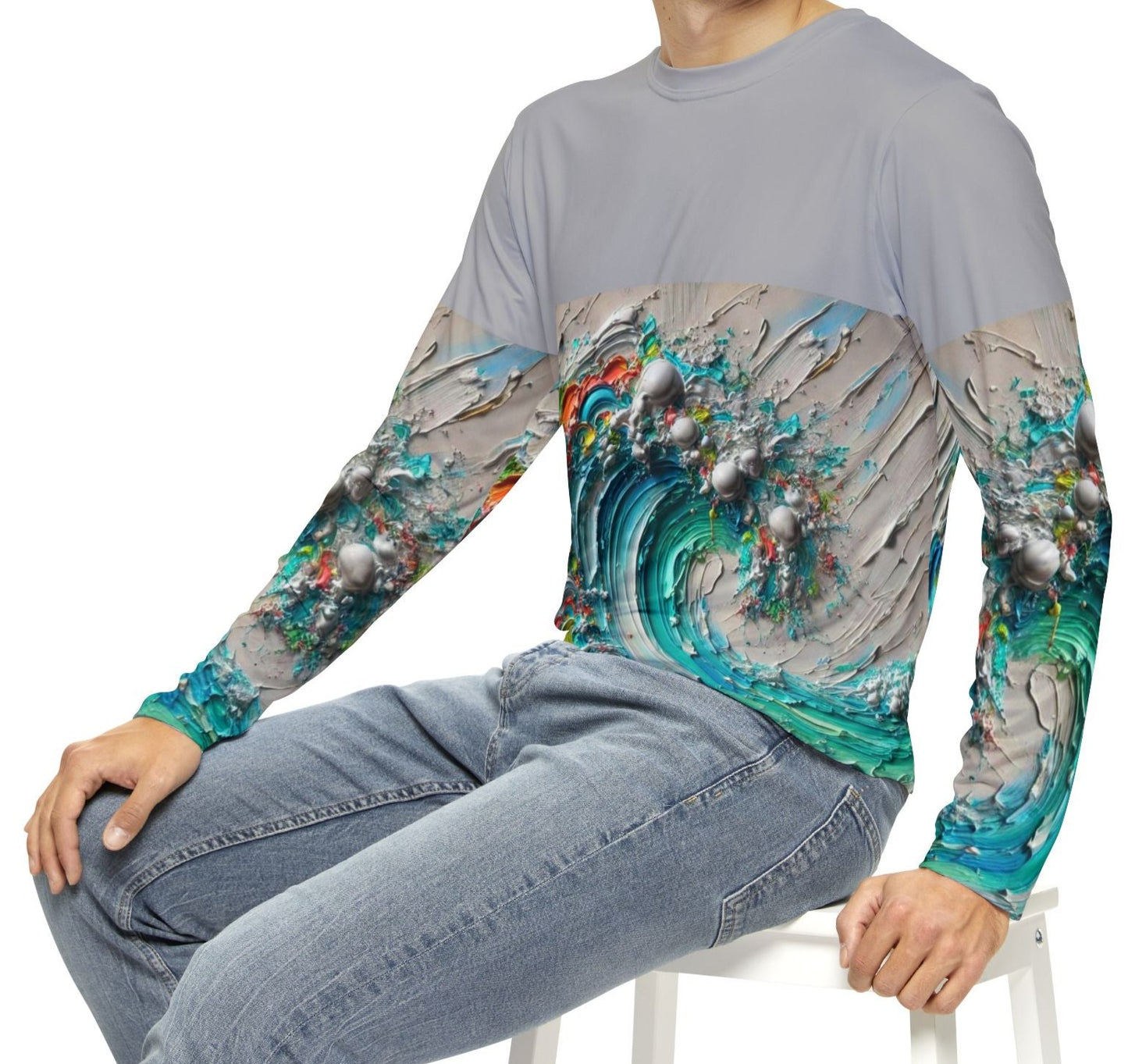 Men's Brushed Polyester Long Sleeve Shirt (AOP) Abstract Paint Print