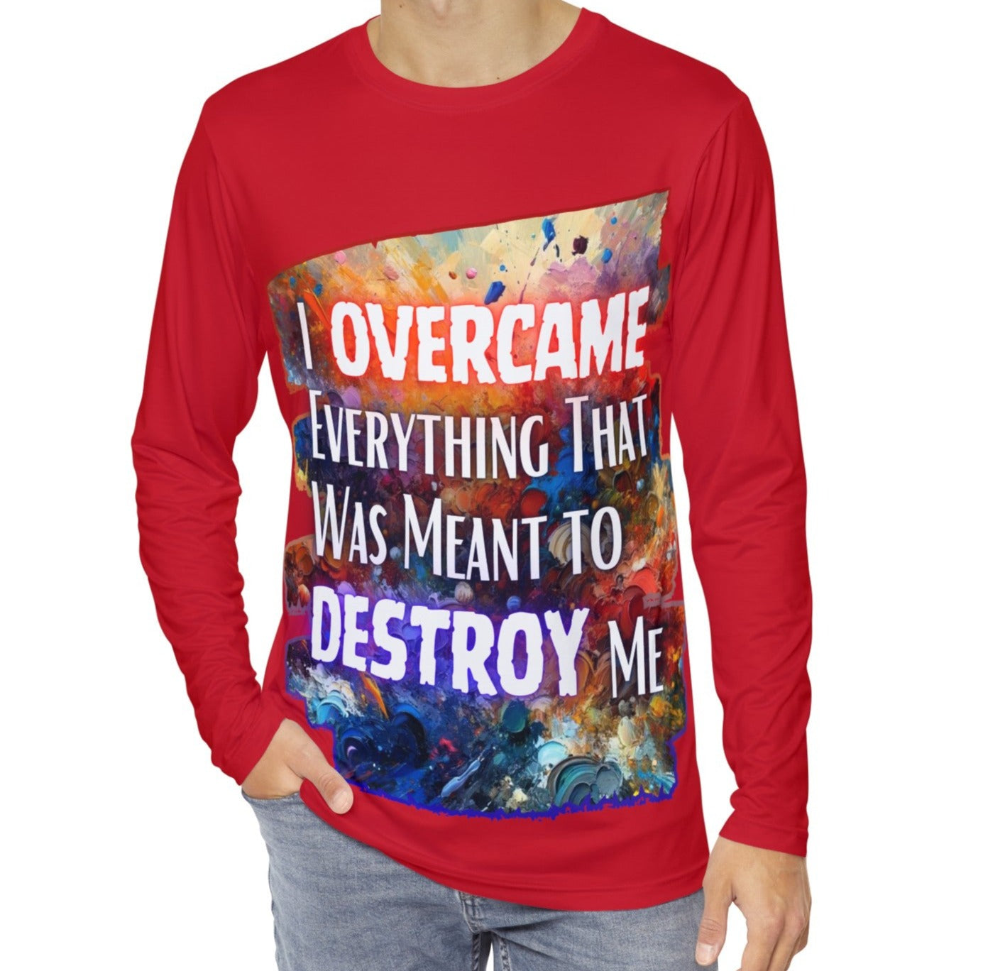 Men's Brushed Polyester Long Sleeve Shirt (AOP) "I Overcame Everything..."