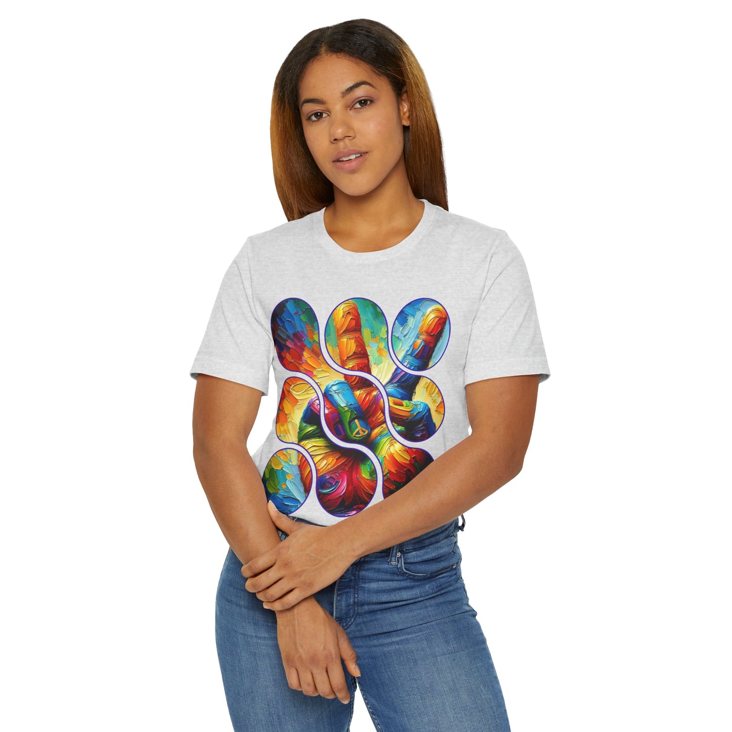 Unisex Jersey T-Shirt, "Peace" One World, Self-Love, Anti-Racism, One Love, Unity, Inclusion, Diversity, Immigrant Outsiders, Cultural Identity, Black Excellence Empowerment, Inspiration