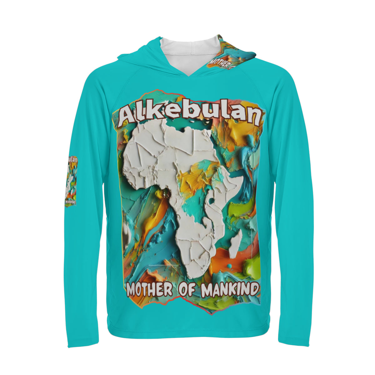 Men's Sun Protection Long Sleeve Hoodie "Alkebulan, The Mother of Mankind"