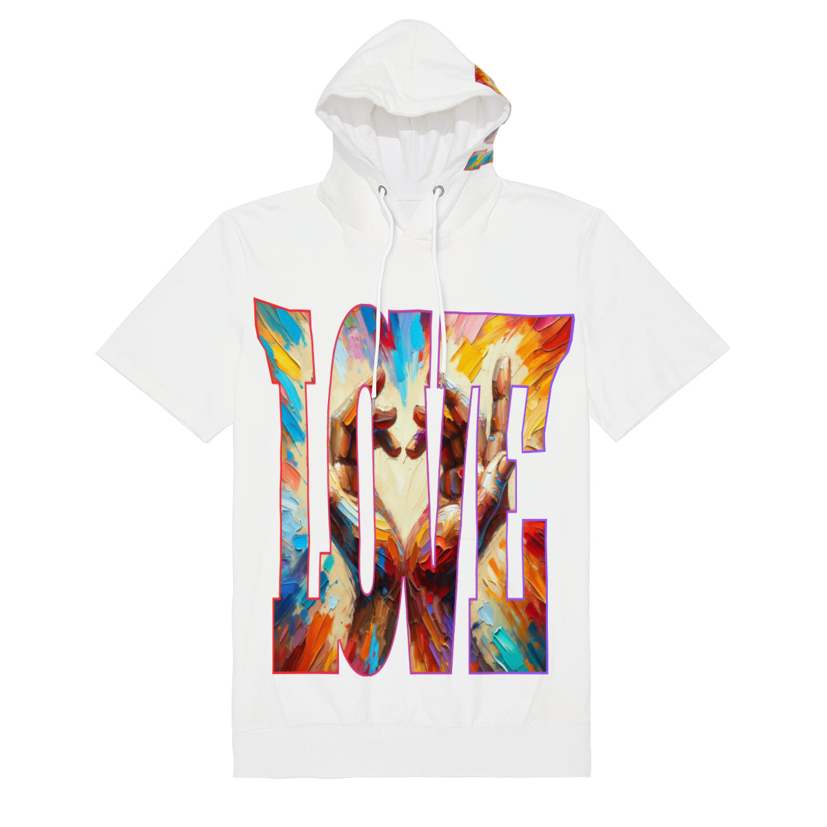 Men’s Cotton Hooded T-Shirt "Love Each Other"