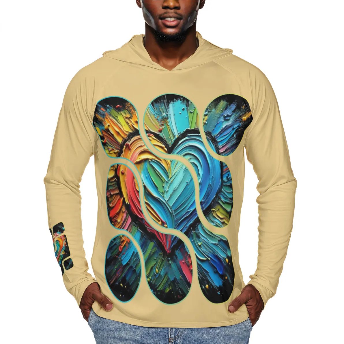 Men's Sun Protection Long Sleeve Hoodie | "Love Print"