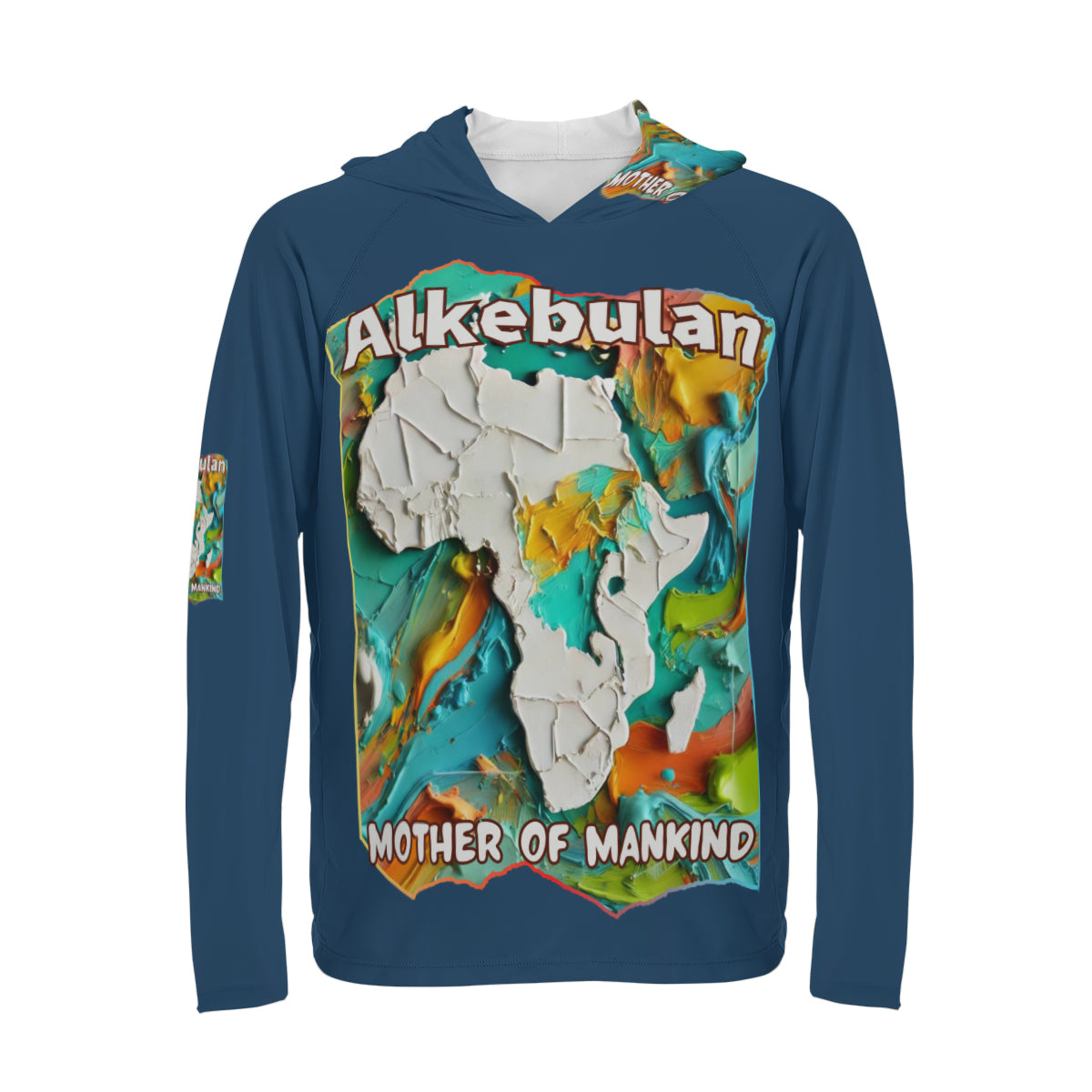 Men's Sun Protection Long Sleeve Hoodie "Alkebulan, The Mother of Mankind"