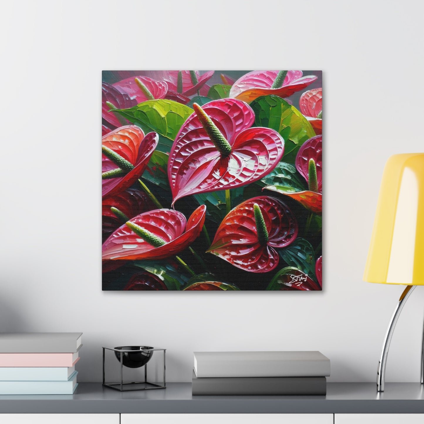 Print #3 of Anthurium flowers with a vibrant, oil-painted finish, Canvas Gallery Wraps