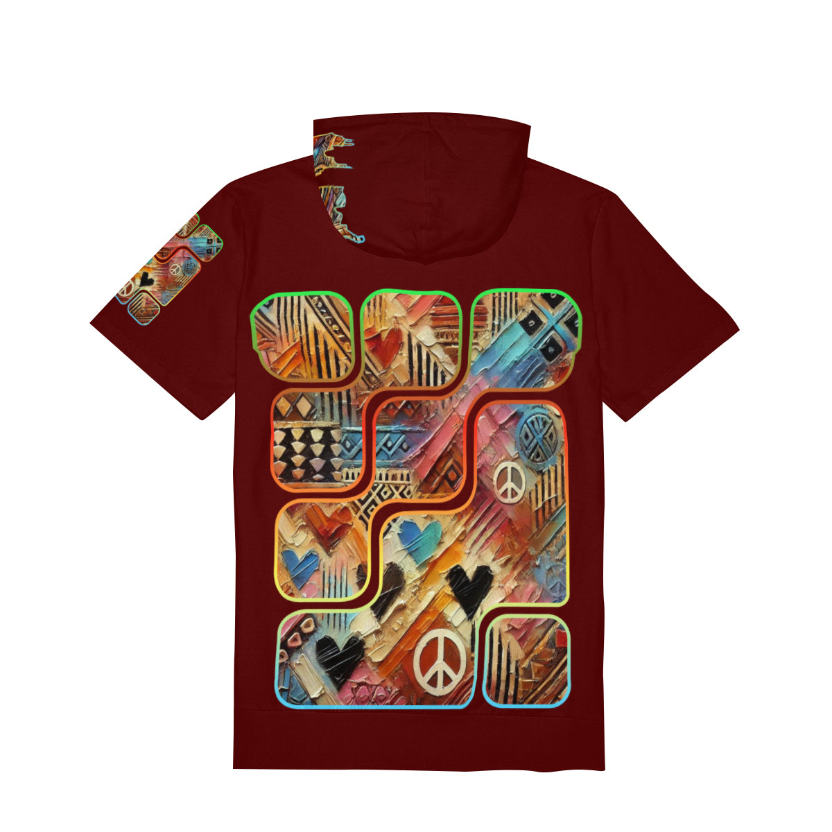 Men’s Cotton Hooded T-Shirt "African Abstract Print"