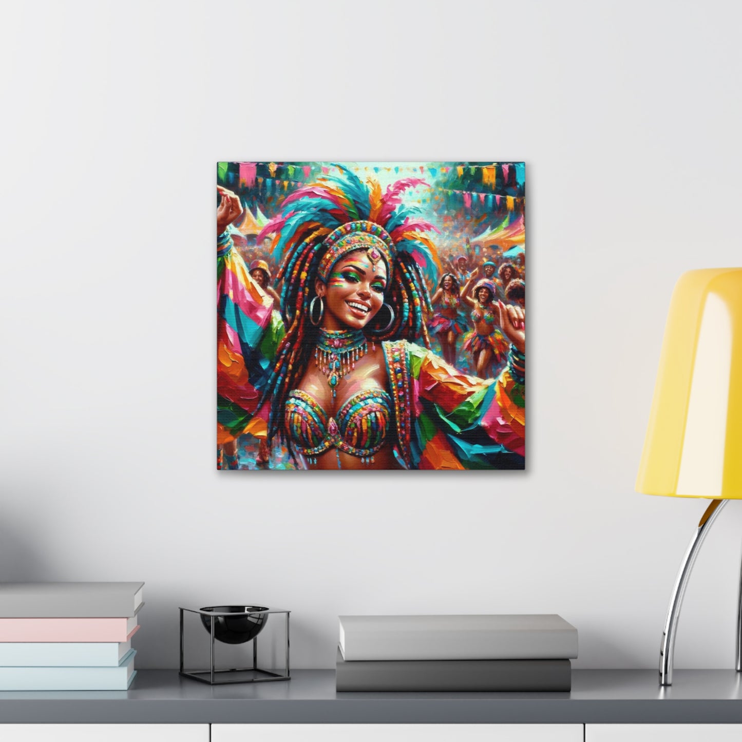 Art Print of Trini Masquerader, Carnival, Oil Finish, West Indian Ethnicity, Cultural, Heritage, Art, Black Woman, Canvas Gallery Wraps