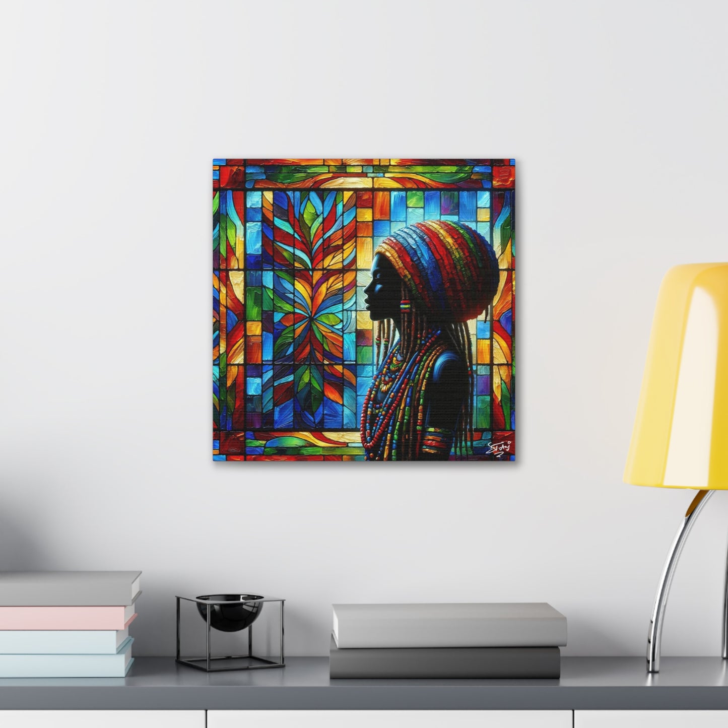 Art Print, Afro-Caribbean Woman, Oil Finish, West Indian Ethnicity, Cultural, Heritage, Semi-Abstract, Canvas Gallery Wrap