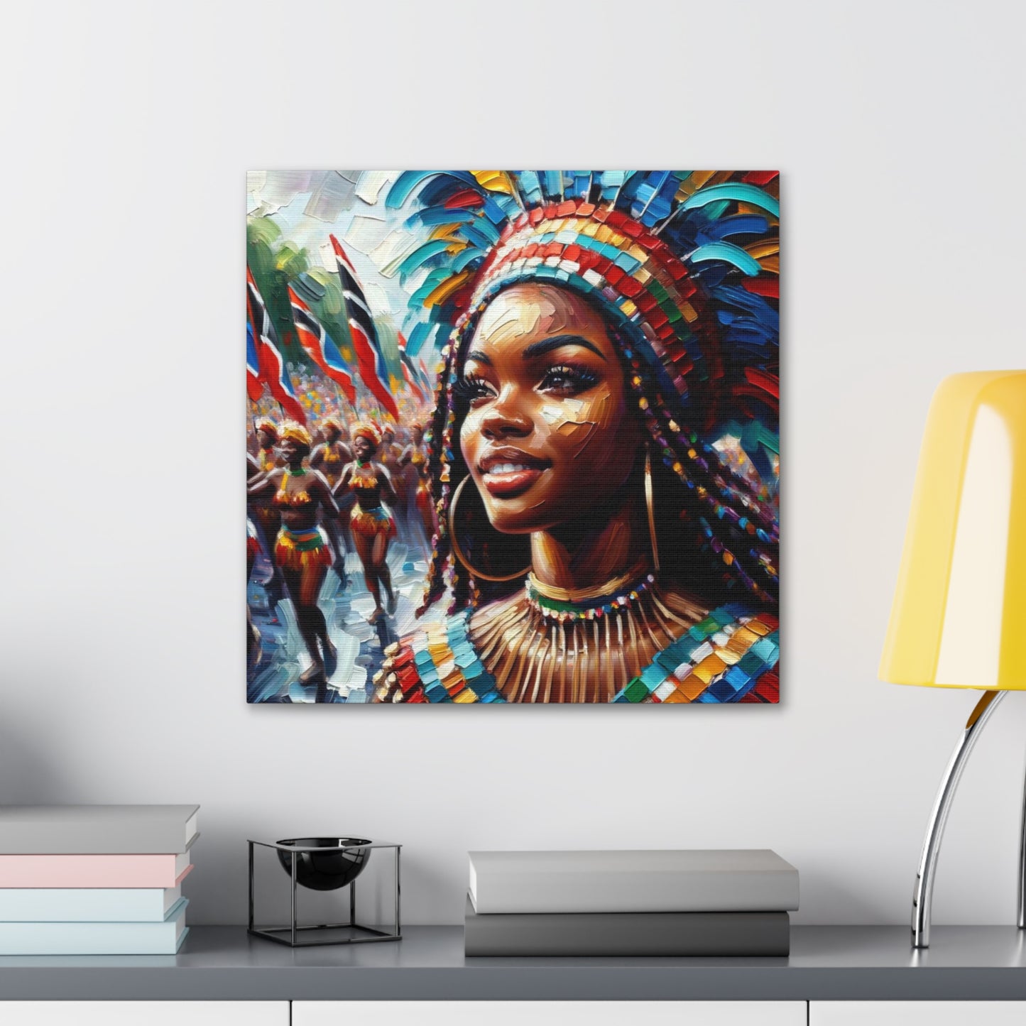 Art Print#3 of Trini Masquerader, Carnival, Oil Finish, West Indian Ethnicity, Cultural, Heritage, Art, Black Woman, Canvas Gallery Wraps