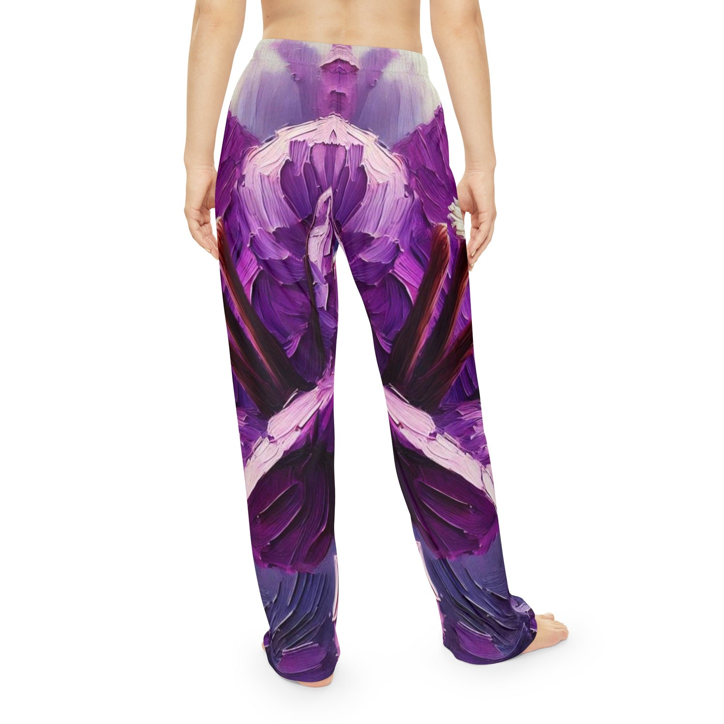 Women's Brushed Polyester Lounge Pants (AOP) Purple Floral Print