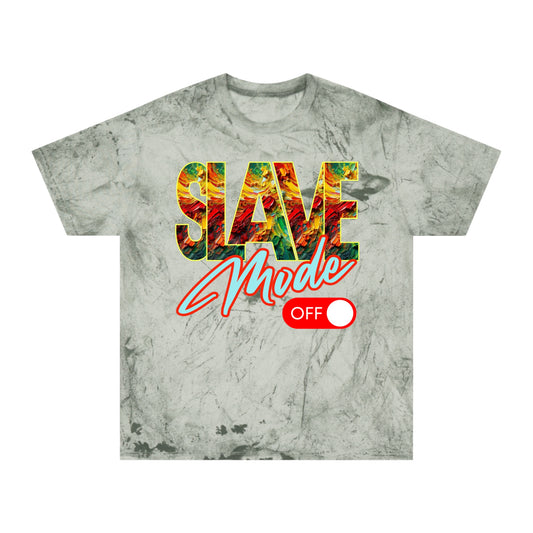 Unisex Color Blast T-Shirt "Slave Mode Off" Self-Love, Anti-Racism, Black Excellence Empowerment Inspiration, Black Pride, One Love, Unity, Inclusion, Diversity, Immigrant Outsiders, Cultural Identity, ConsciousClothing