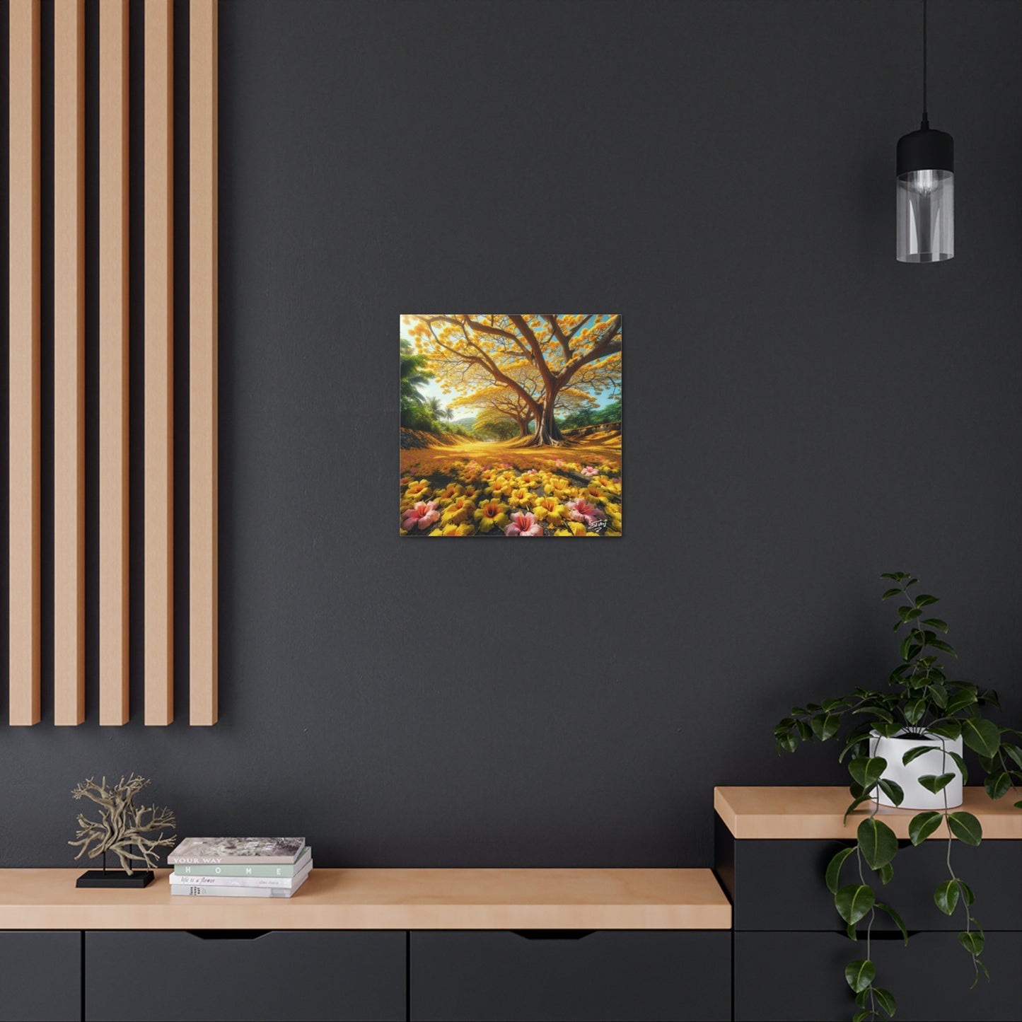 Print of Poui Trees on a sunny day in the Caribbean, Canvas Gallery Wraps