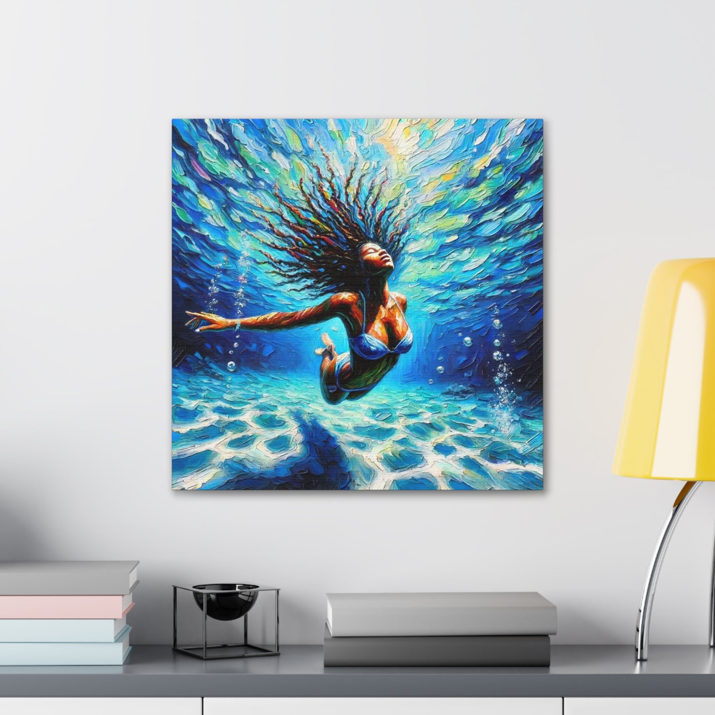 Art Print, Afro-Caribbean Woman, "Submerged" Oil Finish, West Indian Ethnicity, Cultural, Heritage, Abstract, Canvas Gallery Wrap