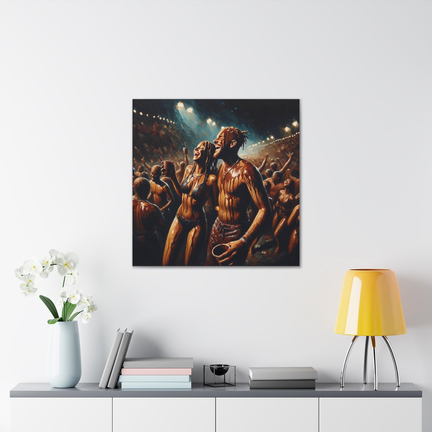 Art Print of Jouvert Morning, Afro-Caribbean Couple#9, Oil Finish, West Indian Ethnicity, Cultural, Heritage, Canvas Gallery Wraps