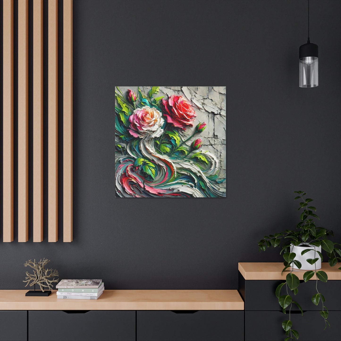 Art Print, "A Rose is a Still a Rose," Abstract Oil Finish, West Indian Art, Canvas Gallery Wraps