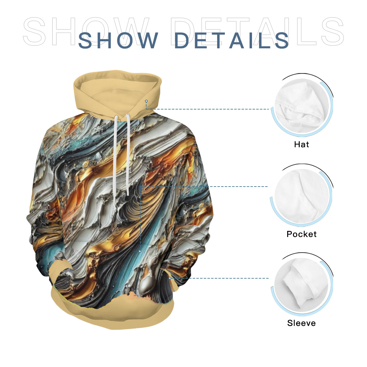 Men's Adult Hoodie Set with Double-Layer Hood "Abstract Paint Print"