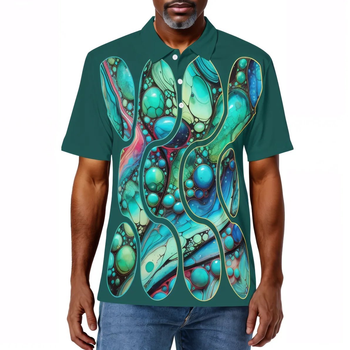 Men's Premium Polo Shirt "Abstract Water Droplets"