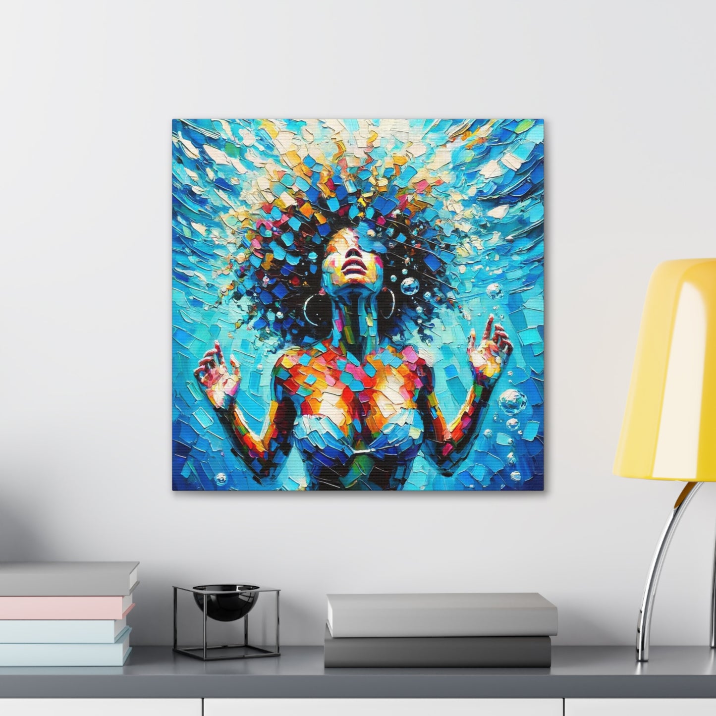 Art Print, Afro-Caribbean Woman, "Submerged" Abstract Oil Finish, West Indian Ethnicity, Cultural, Heritage, Abstract, Canvas Gallery Wrap