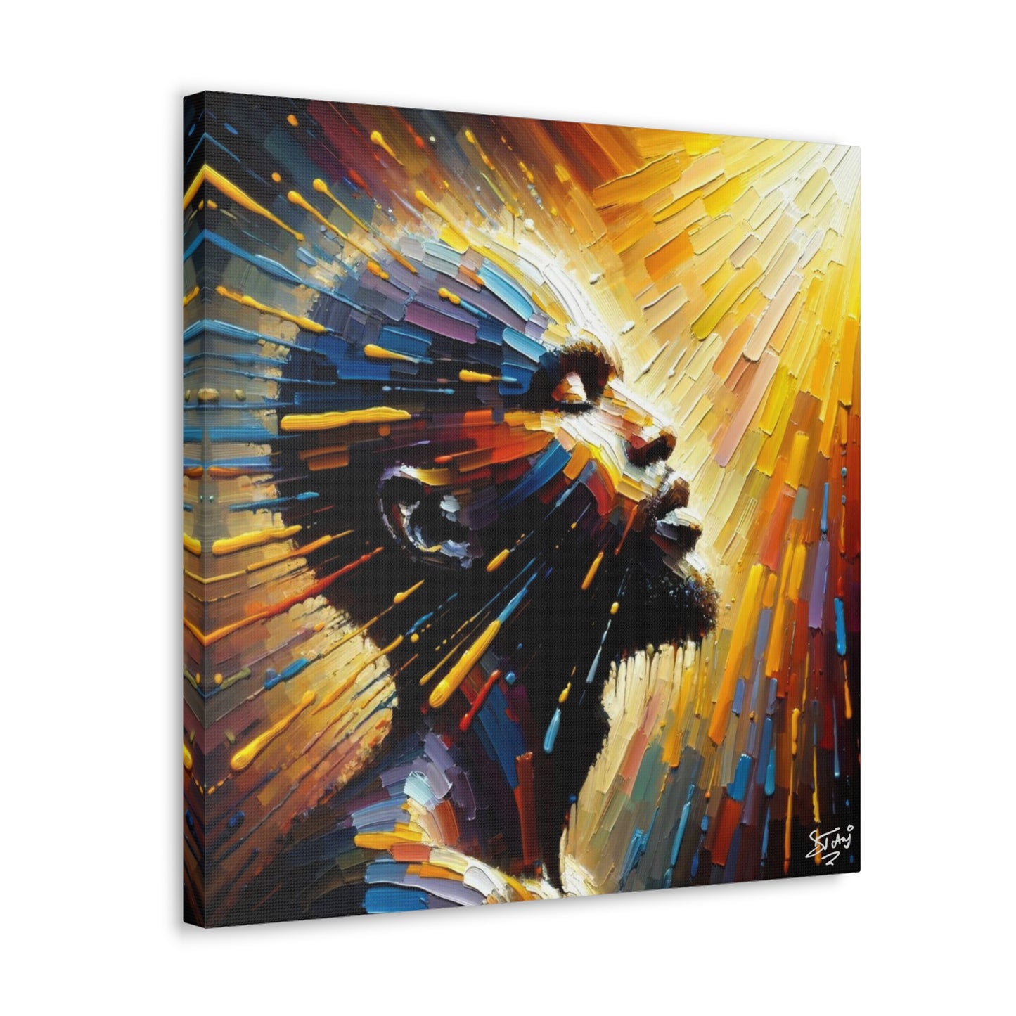 Art Print, Afro-Caribbean Man, "Bright Light" Oil Finish, West Indian Ethnicity, Cultural, Heritage, Abstract, Canvas Gallery Wrap