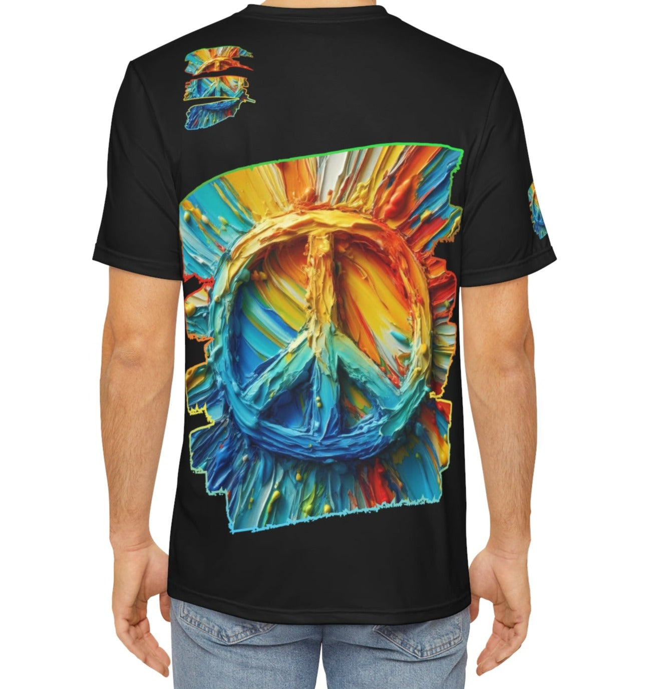 Men's Brushed Polyester Short Sleeve Tee (AOP), "PEACE"