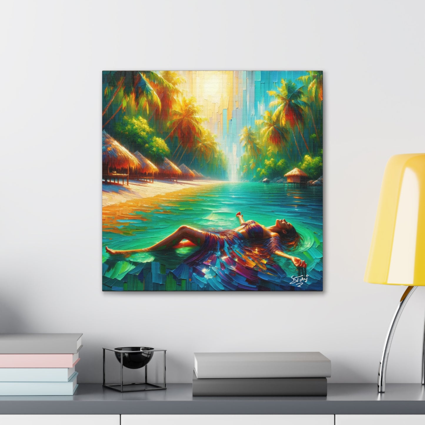 Art Print, Indo-Caribbean Woman, "Floating" Oil Finish, West Indian Ethnicity, Cultural, Heritage, Abstract, Canvas Gallery Wrap