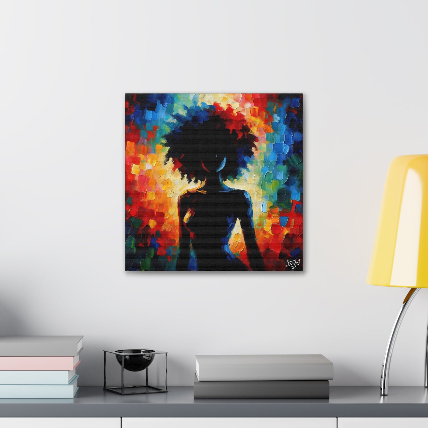 Art Print, Afro-Caribbean Woman, Silhouette, Oil Finish, West Indian Ethnicity, Cultural, Heritage, Abstract, Canvas Gallery Wrap