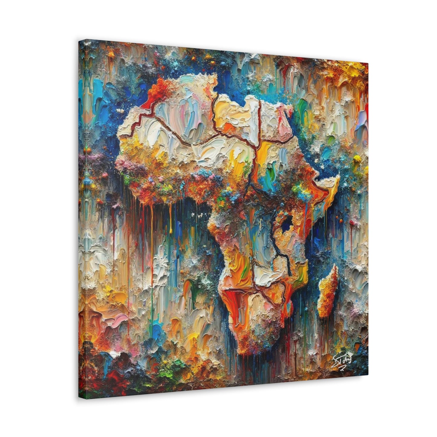 Art Print, A.F.R.I.C.A, Abstract, Oil Finish, Unity, One Love, Semi-Abstract, Canvas Gallery Wrap