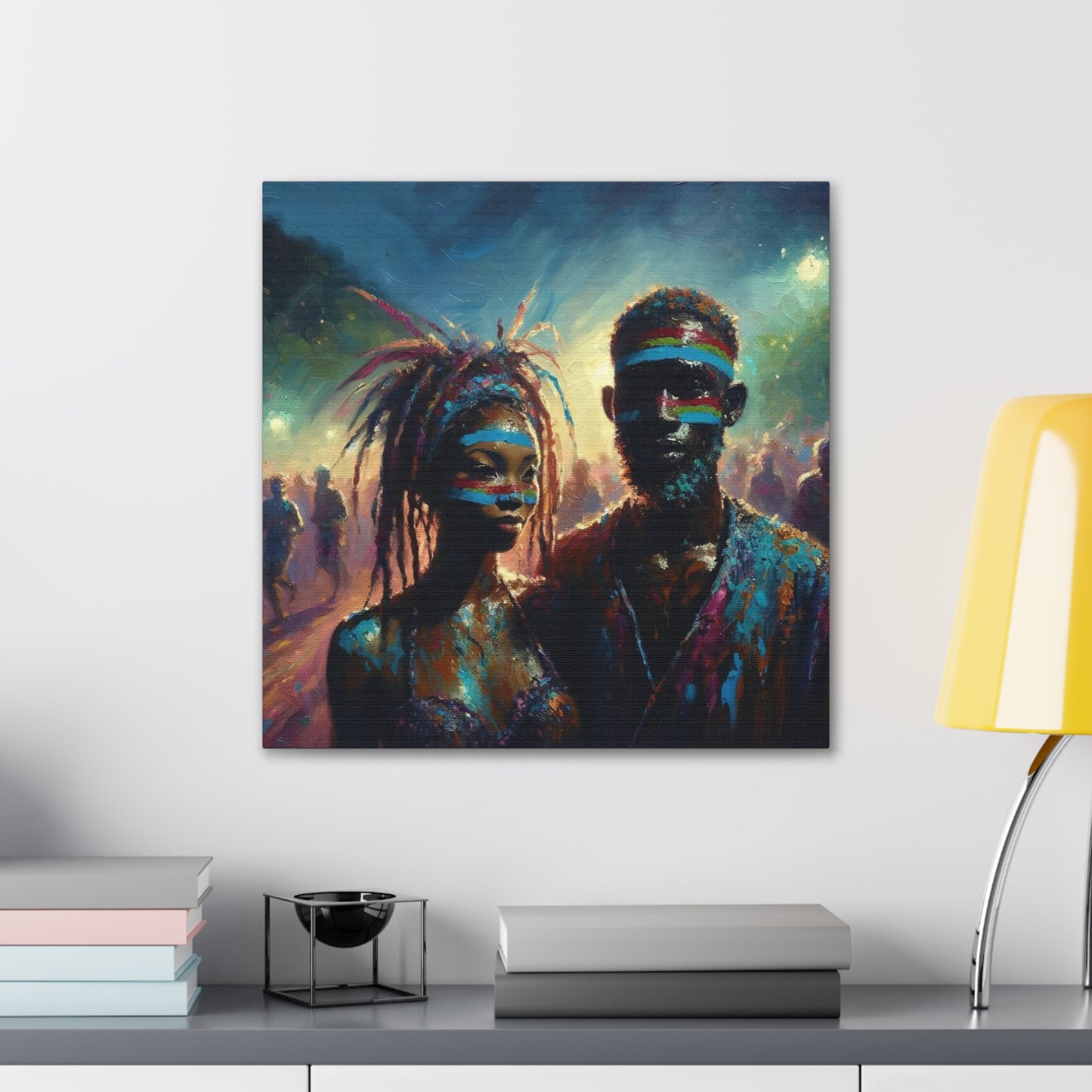 Art Print of Jouvert Morning, Afro-Caribbean Couple#2, Oil Finish, West Indian Ethnicity, Cultural, Heritage, Canvas Gallery Wraps