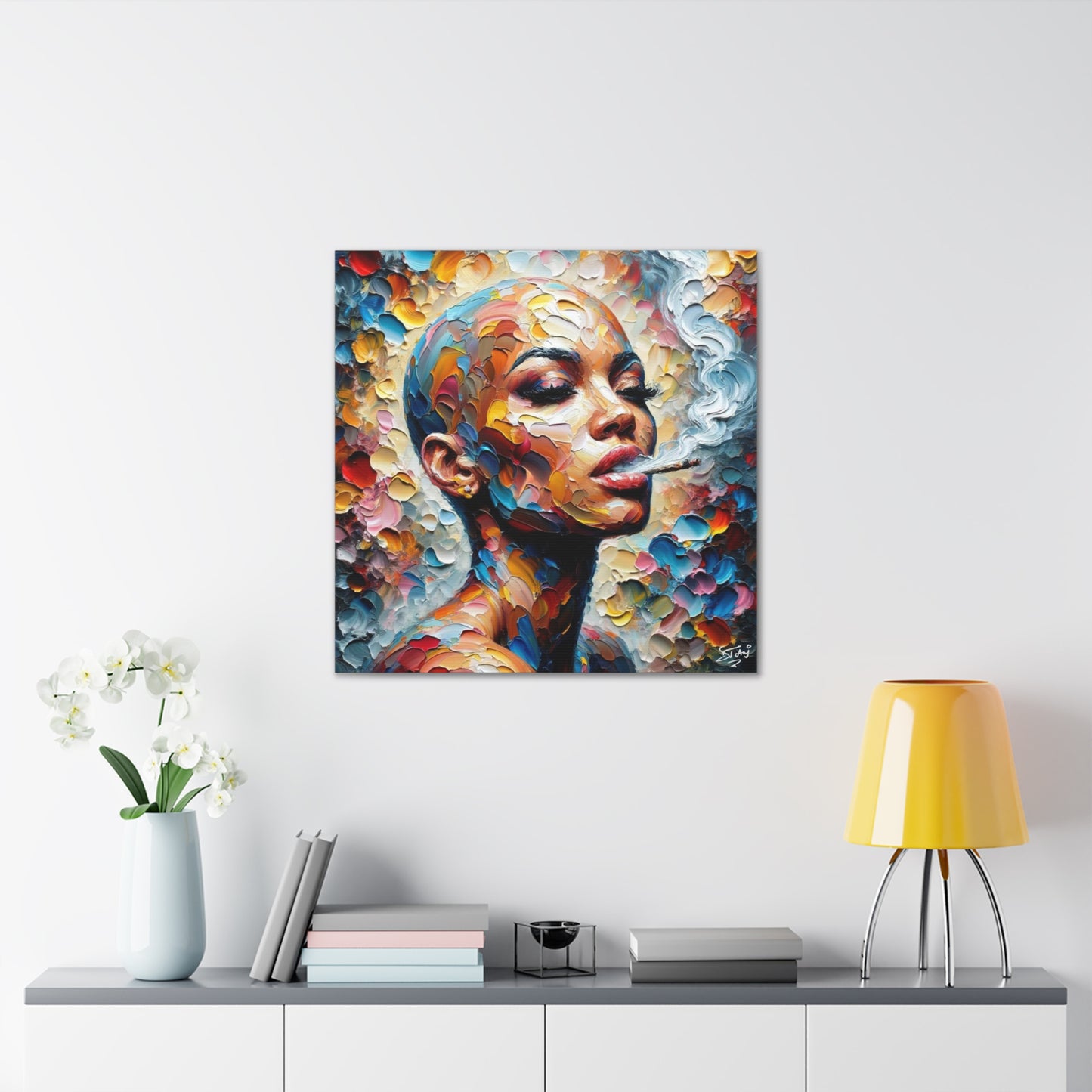 Art Print, Afro-Caribbean Woman, Oil Finish, West Indian Ethnicity, Cultural, Heritage, Semi-Abstract, Canvas Gallery Wrap