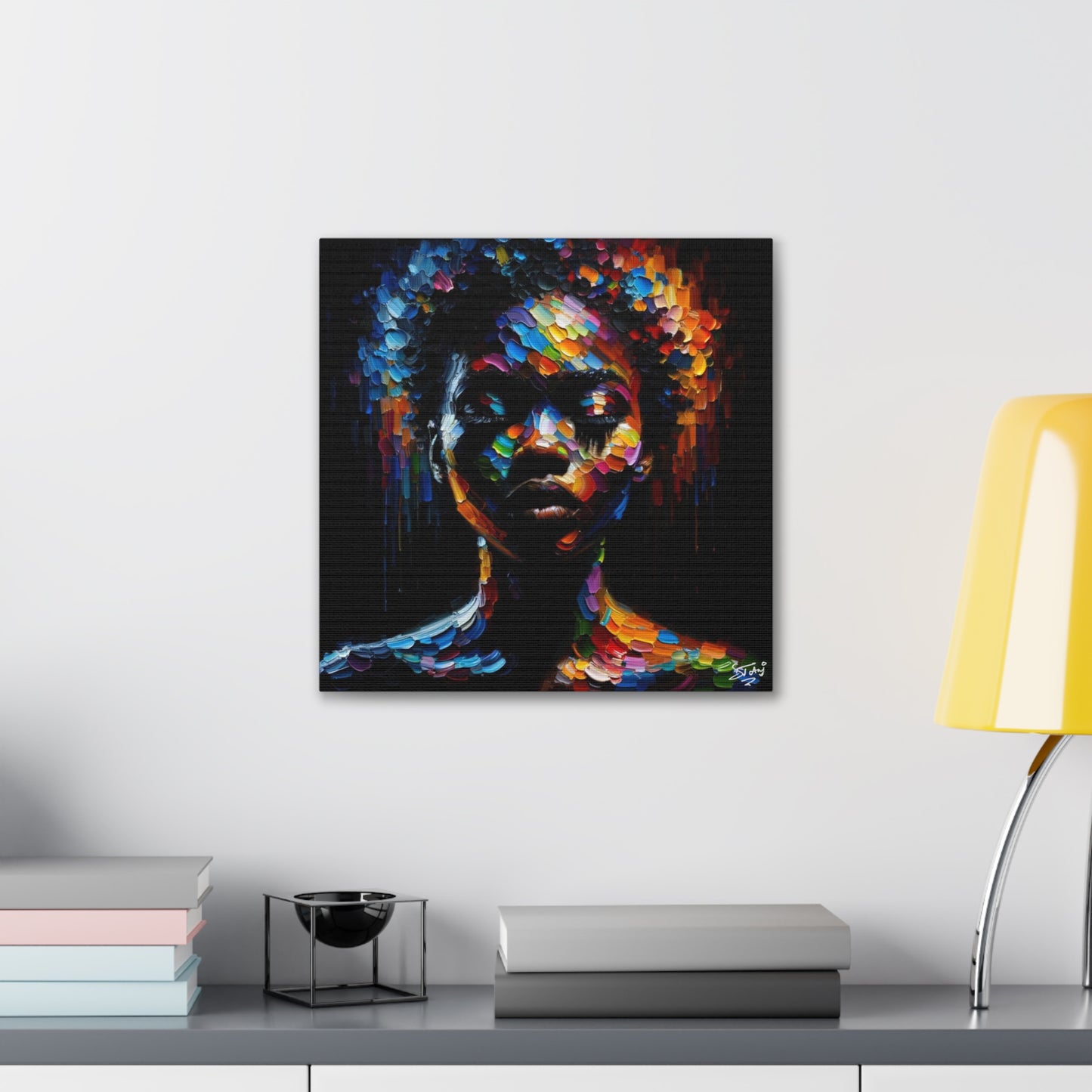 Art Print, Afro-Caribbean Woman "In Silhouette," Oil Finish, West Indian Ethnicity, Cultural, Heritage, Semi-Abstract, Canvas Gallery Wrap