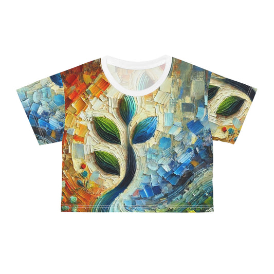 Women's Silky Soft Crop Tee (AOP) Floral Abstract Print